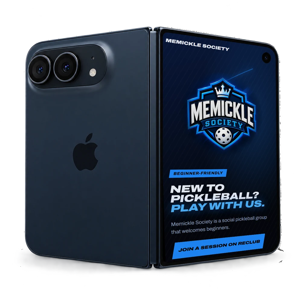 Mobile preview of the Memickle Society website on a foldable phone