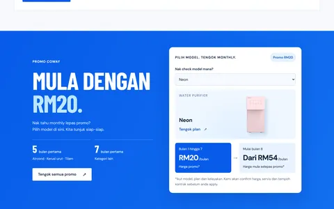 Monthly promo section of the Coway website
