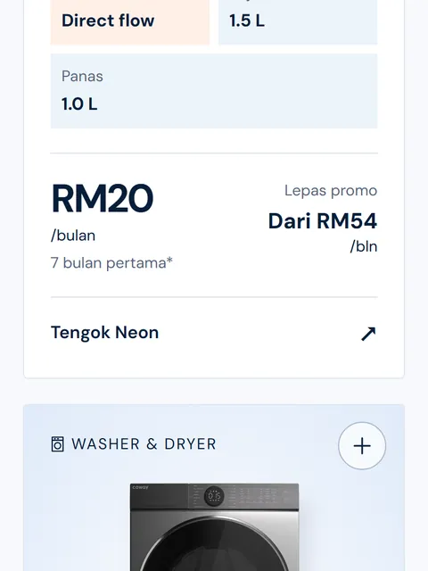 Product cards with monthly prices on a phone